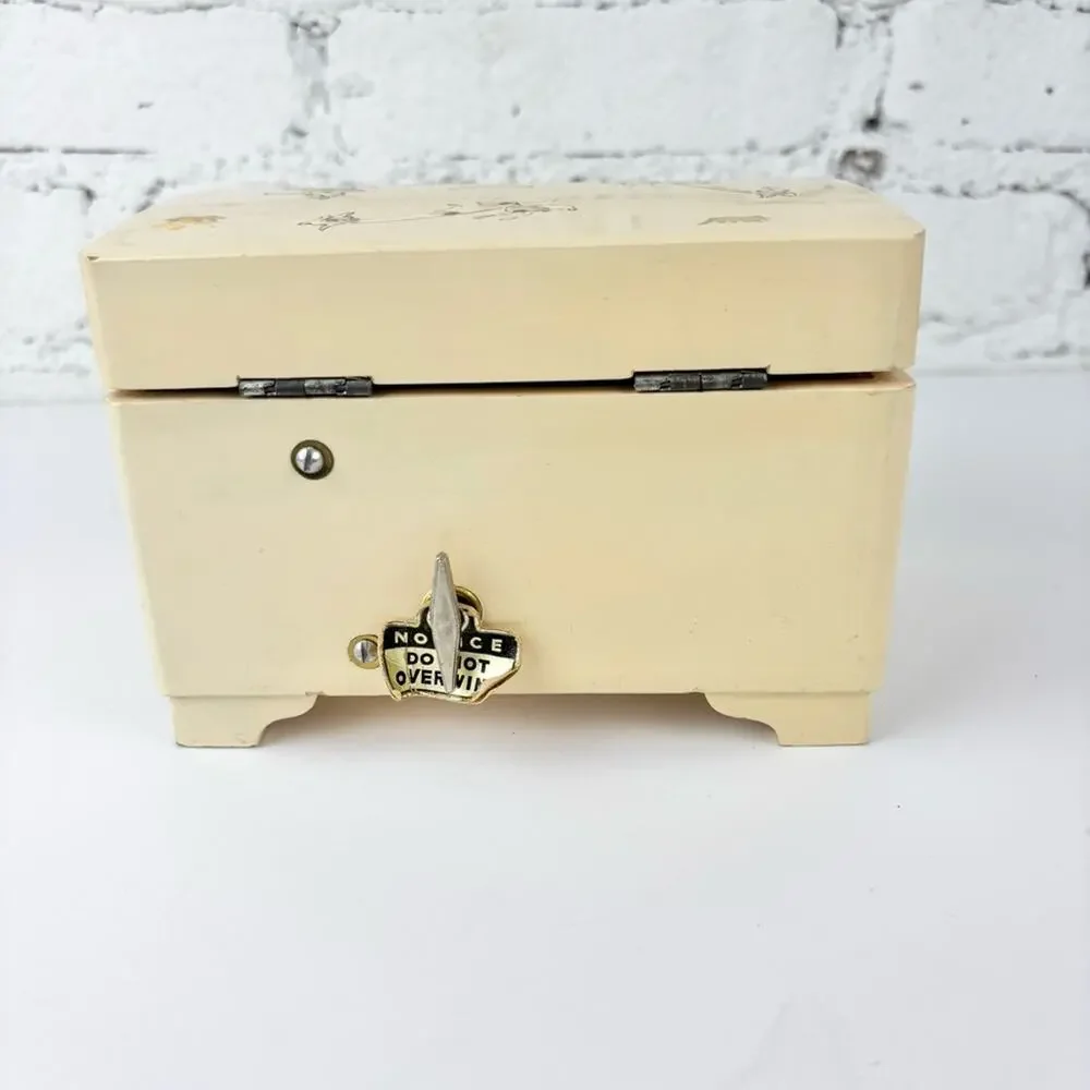 Vintage 1950’s Wooden Cafe Dog Wind Up Musical Jewelry Box